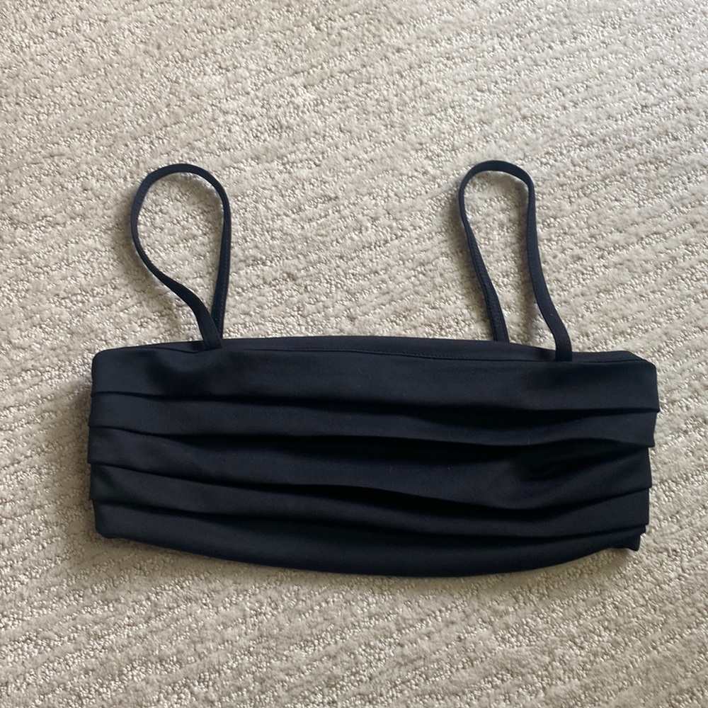 Zara Black Silk Crop Top